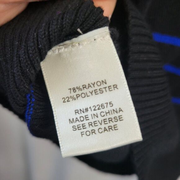 Pina Rossi Small Sweater Colored stripes Blue Black stretchy soft Rayon euc - Picture 6 of 8